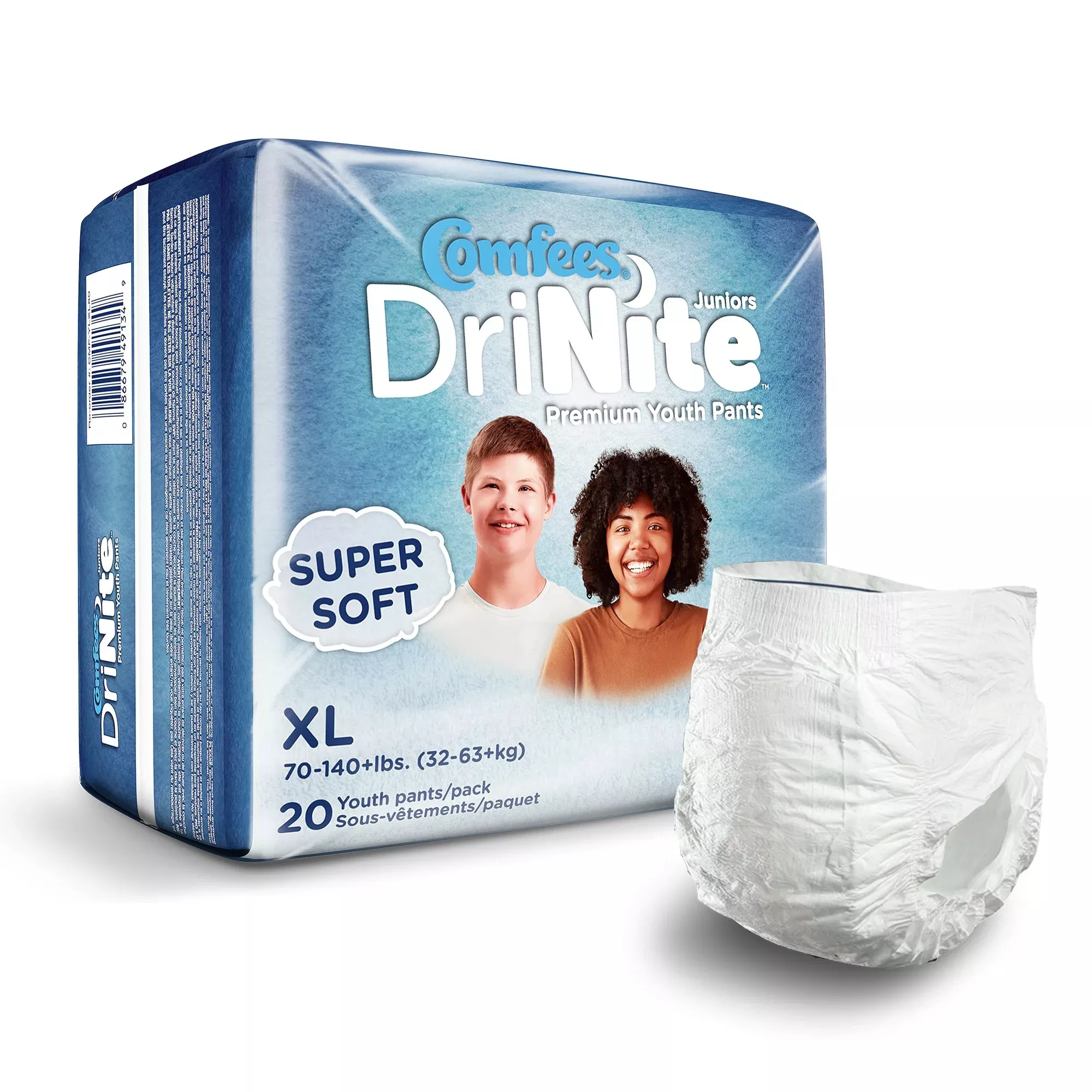 Comfees DriNite Youth Pants, Large/X-Large, 60 - 125+ lbs, 80 per Case