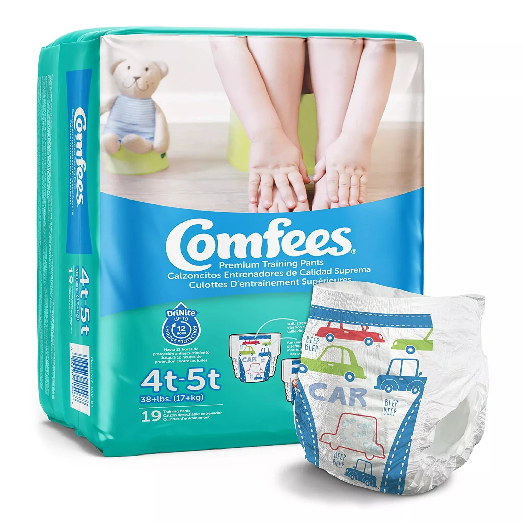 Comfees Training Pants, 12-Hour Protection, Male Toddler, 4T – 5T, Over 38 lbs.