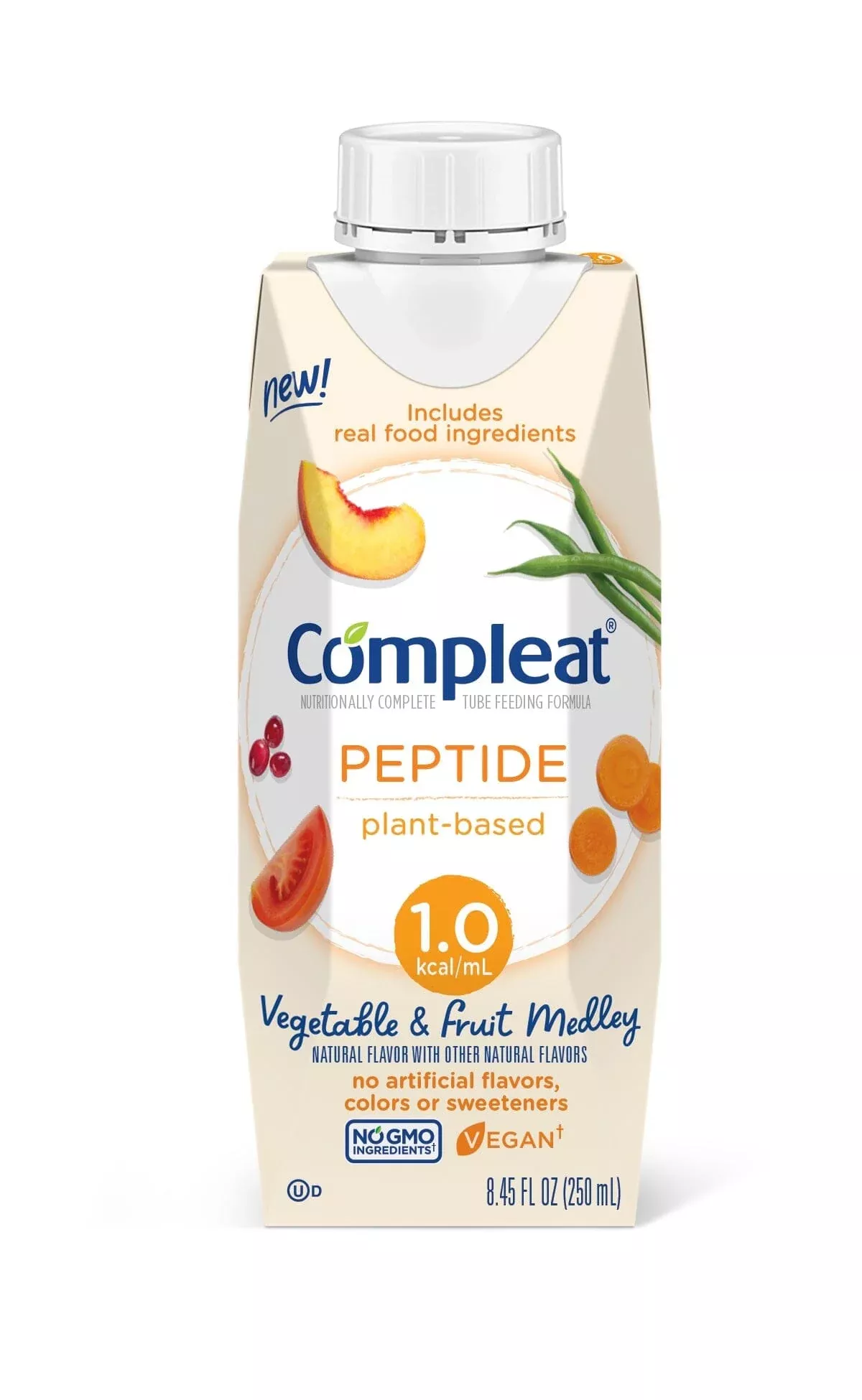 COMPLEAT Peptide 1.0 Vegetable & Fruit Medley Adult Formula, 250 mL Carton
