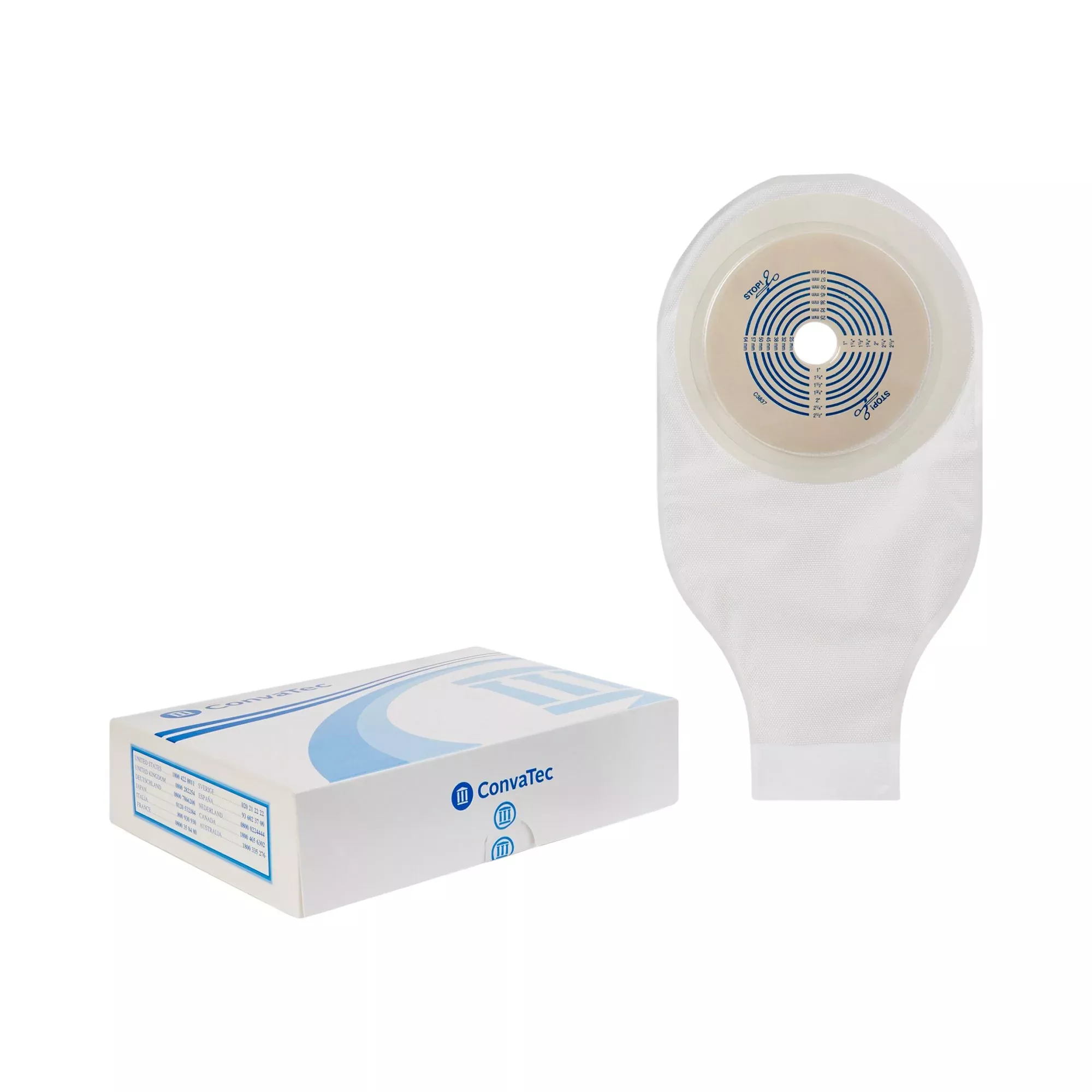 Convatec 22771 ActiveLife One-Piece Drainable Transparent Colostomy Pouch, 12 Inch Length, 3/4 to 2½ Inch Stoma