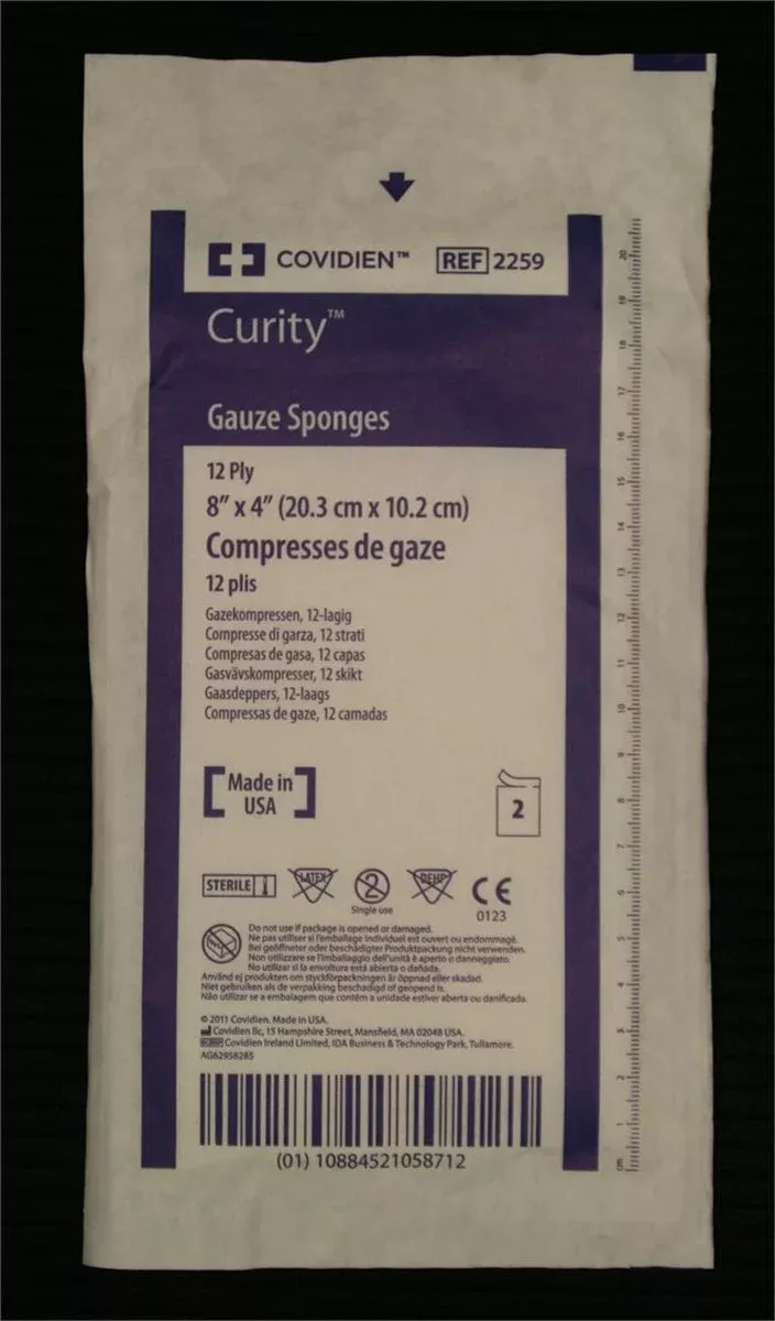 Curity Gauze Sponge, 4" x 8", Sterile 2's, Peel Back Package, USP Type VII - Replaces 55CSG4812S
