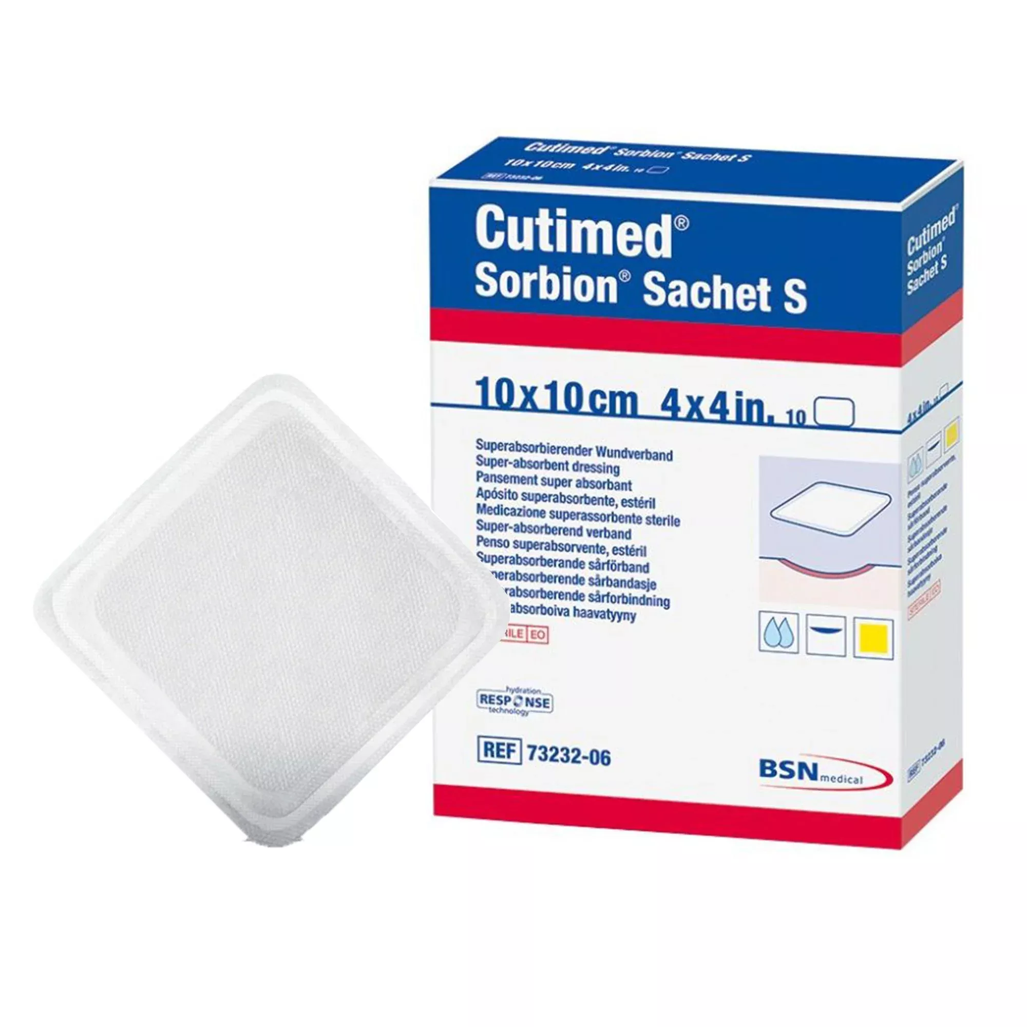 Cutimed Sorbion Sachet S Gelling Fiber Wound Dressing, 4 x 4 Inch