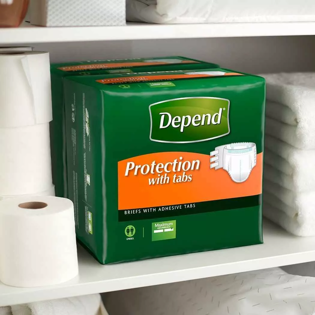 Depend Incontinence Briefs Protection with Tabs, Maximum Absorbency