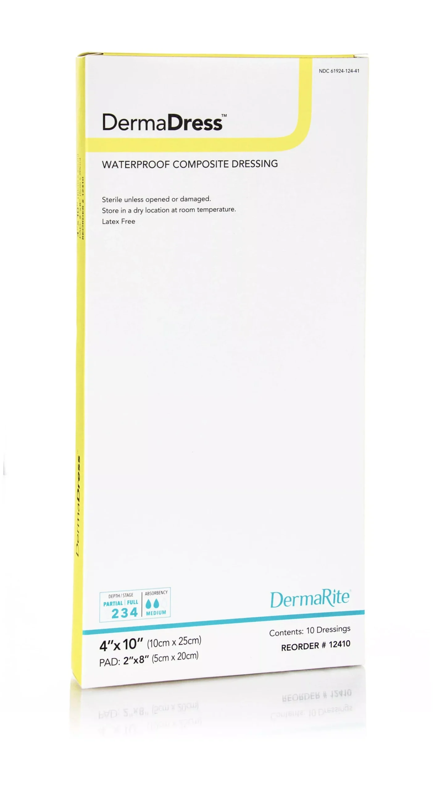 DermaDress Waterproof Composite Dressing, 4" x 10"