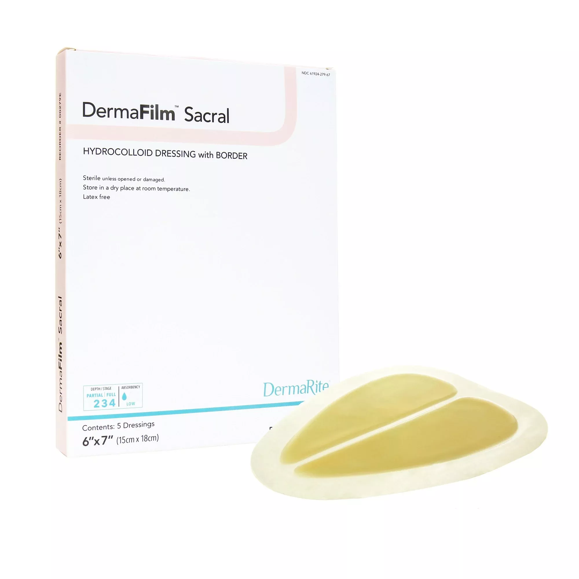 DermaFilm Hydrocolloid Dressing, 6 x 7 Inch Sacral