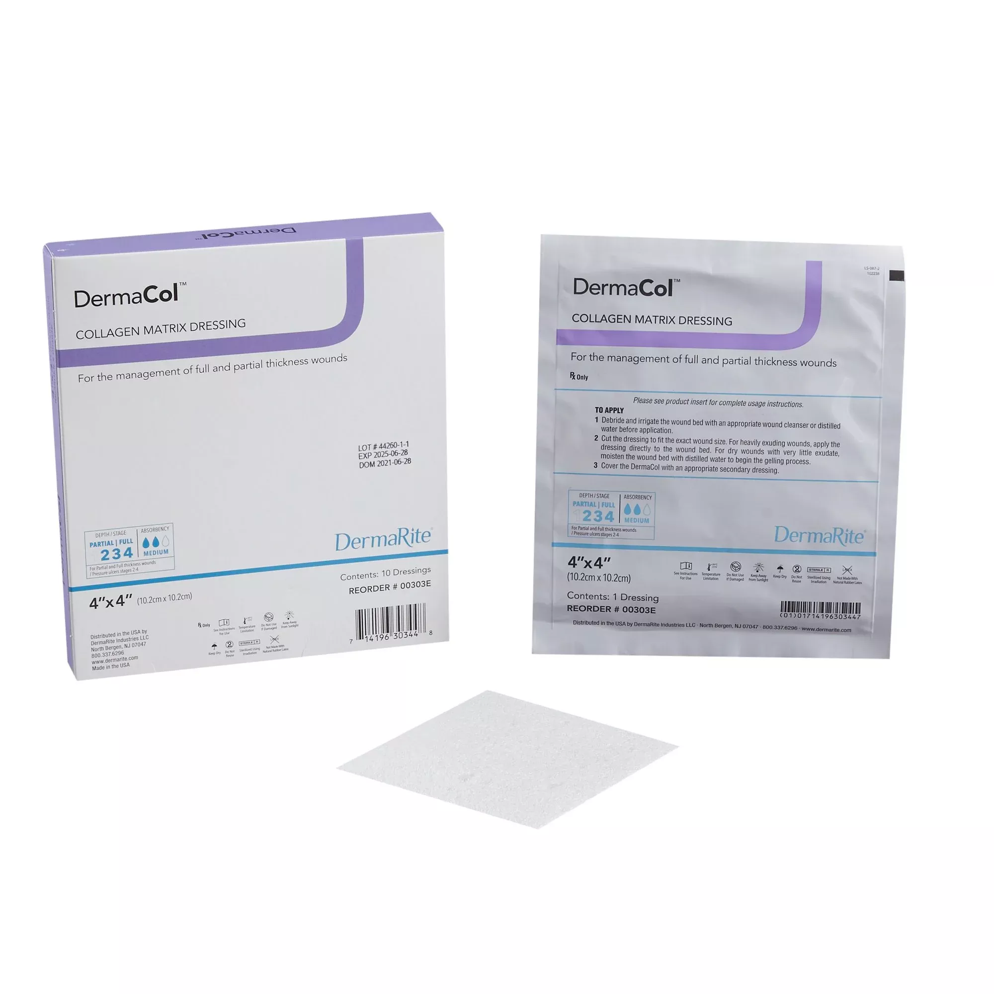 Dermarite DermaCol™ 00303E Collagen Dressing 4 x 4 Inch