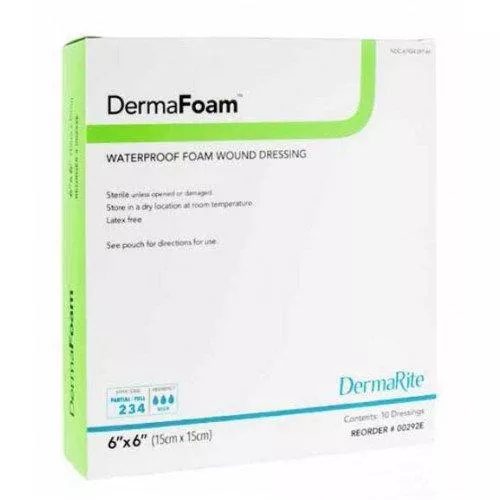 Dermarite DermaFoam™ Waterproof Foam Wound Dressing, without Border, 6" x 6"