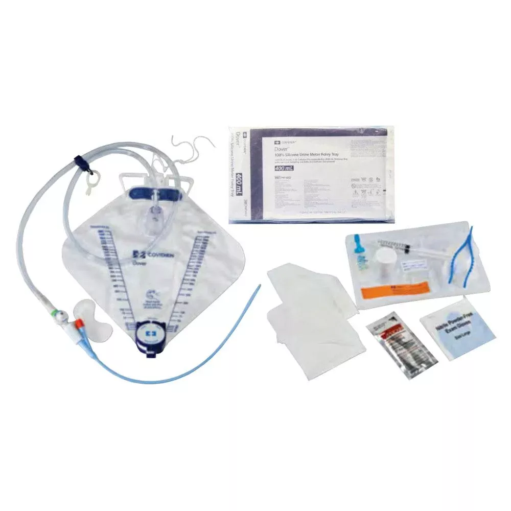 Dover 100% Silicone 2-Way Foley Catheter Tray, 16 Fr, 5 cc, with Securement Device