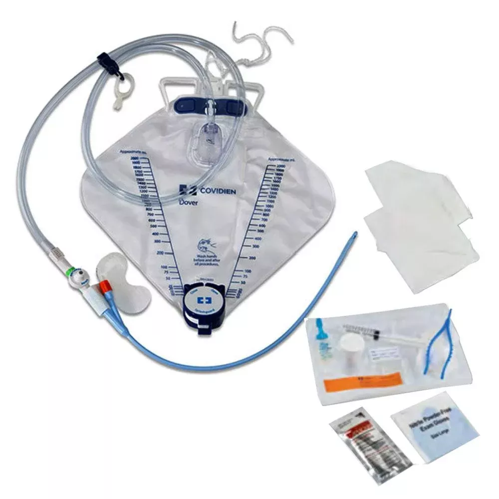 Dover 100% Silicone 2-Way Foley Catheter Tray, 18 Fr, 5 cc, with Securement Device