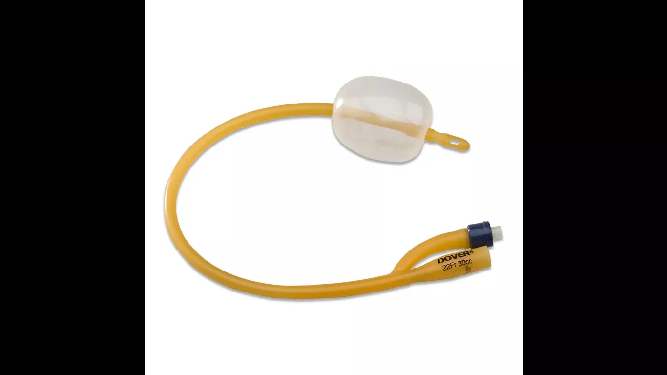 Dover 2-Way Hydrogel Coated Latex Coude Tip Urethral Urinary Catheter, 20FR, 30ML