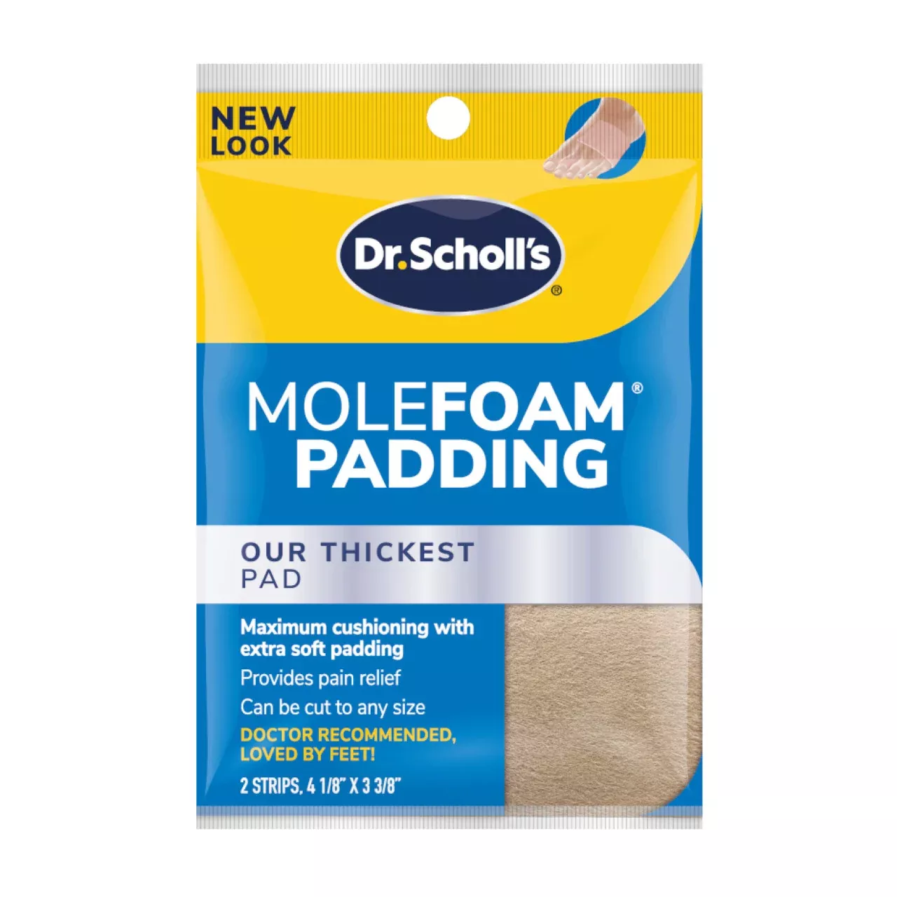 Dr. Scholl's Molefoam Padding Strips 4-1/8'' x 3-3/8'', 2-Pack