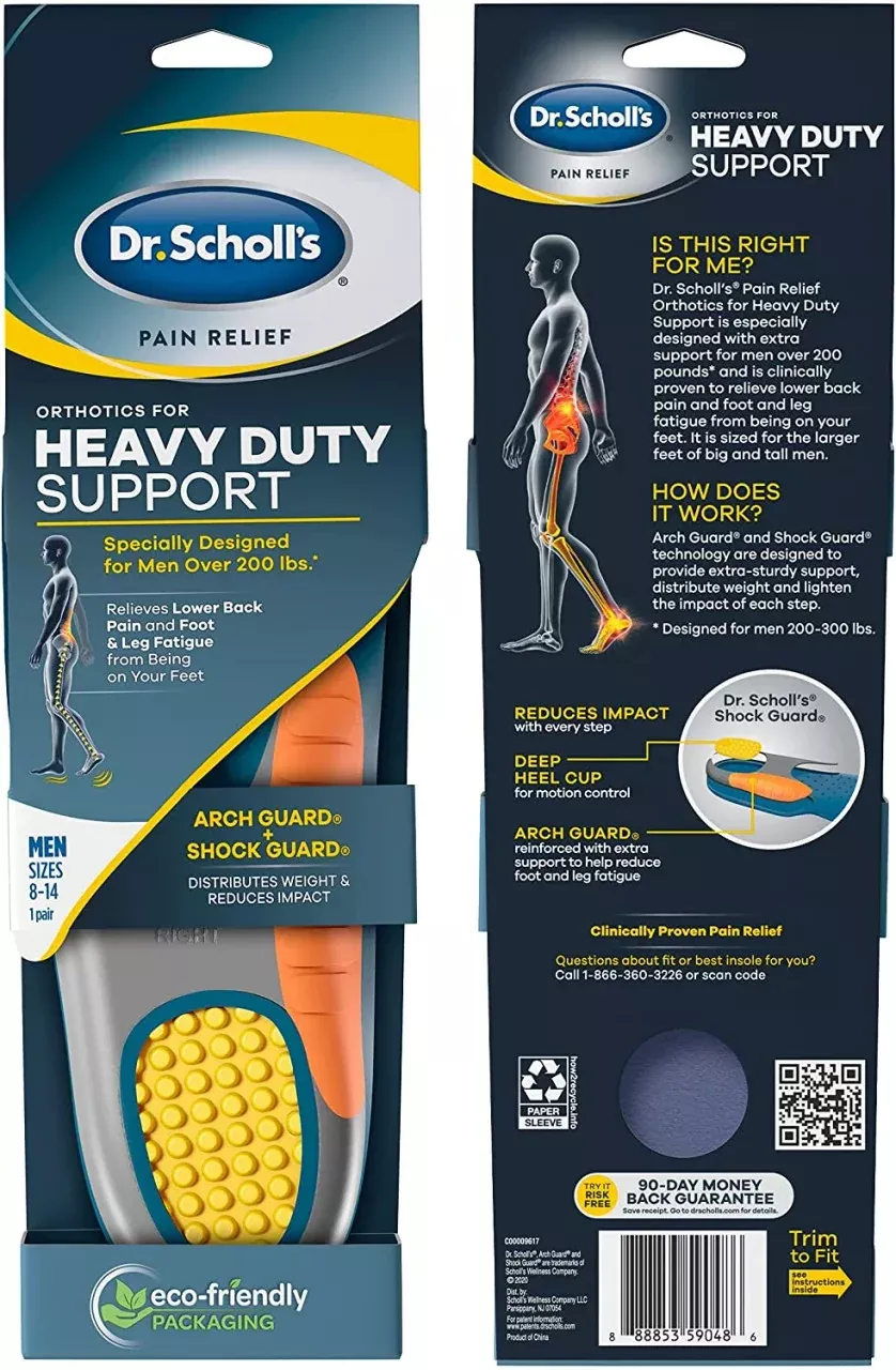 Dr. Scholl's Pain Relief Orthotics for Heavy Duty Support, One Pair