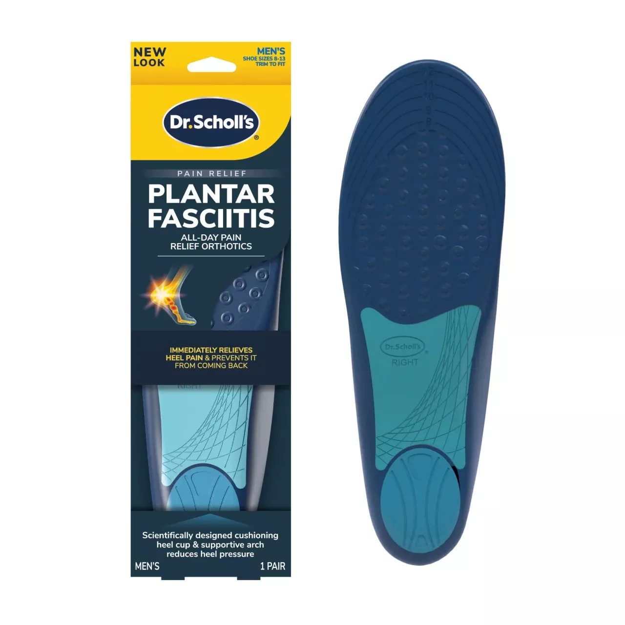 Dr. Scholl's Pain Relief Orthotics for Plantar Fasciitis for Men, One Pair