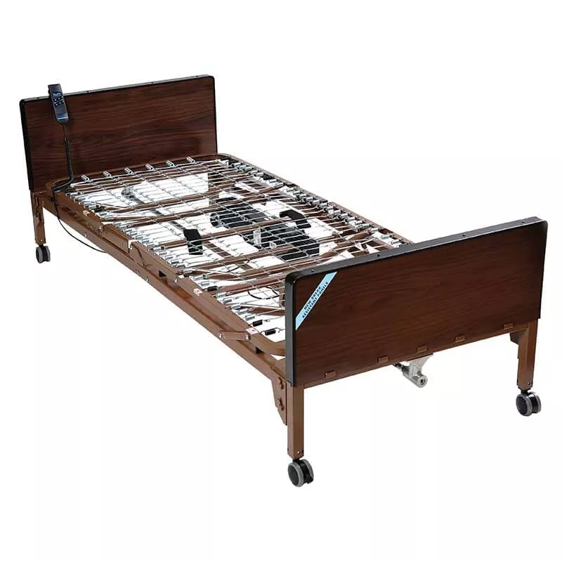 Drive Medical Delta™ Ultra-Light 1000 Semi Electric Bed with Full Rails, 80" Innerspring Mattress, 88" L x 36" W x 12-3/4" H