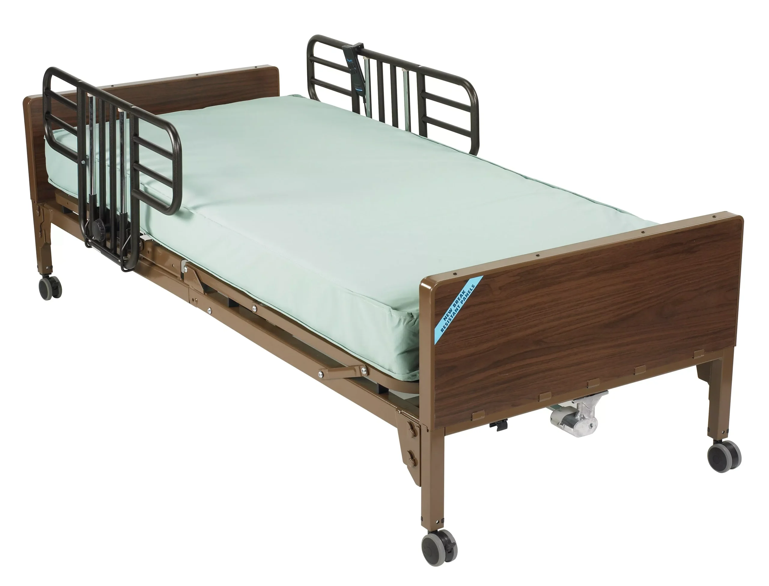 Drive Medical Delta™ Ultra-Light 1000 Semi Electric Bed with Half Rails, 80" Innerspring Mattress, 88" L x 36" W x 12-3/4" H