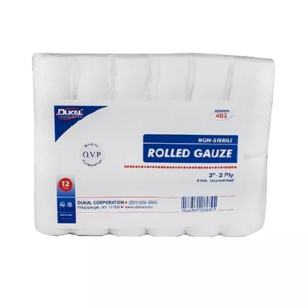 Dukal Conforming Bandage, Cotton, 2-Ply, Roll Shape, NonSterile, 3" x 5yds, 12/Bag, DUK403