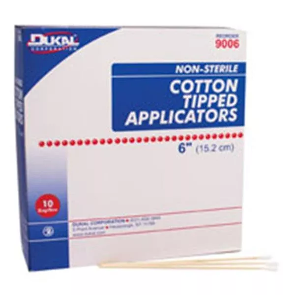 Dukal oration Applicator Cotton Tip Non Sterile 6 in Hardwood Shaft 1000/Bx, 10 BX/CA (9006)