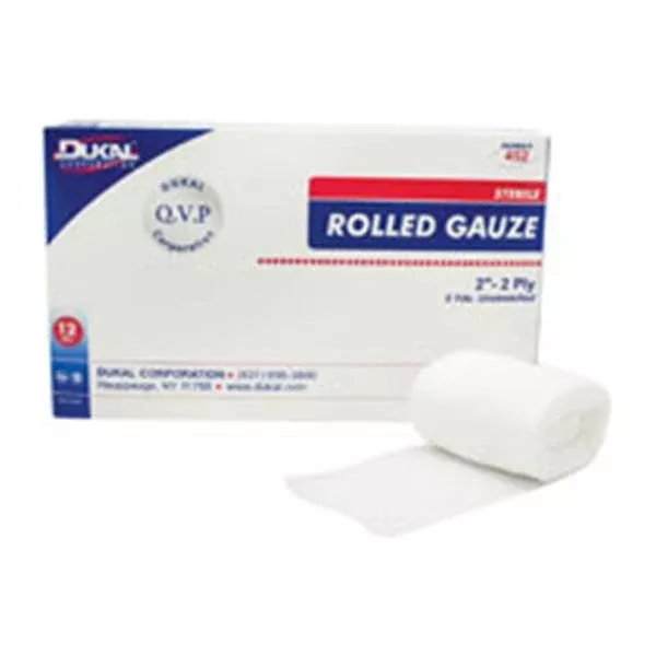 Dukal oration Bandage 2"x5yd Gauze Cotton Roll White LF Sterile 12/Pk, 8 PK/CA (452)