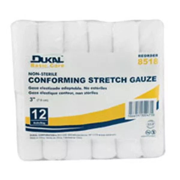 Dukal oration Bandage 3" Conforming Gauze White LF Non-Sterile 96/Ca