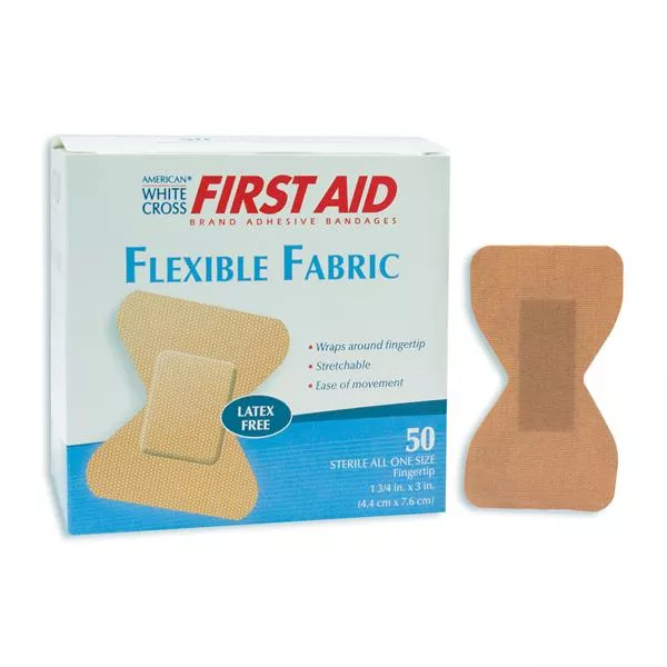 Dukal oration Bandage Adhesive Strip Fbrc Fingertip 1-3/4x3" Flexible Tan 50/BX, 12 BX/CA (1612033)