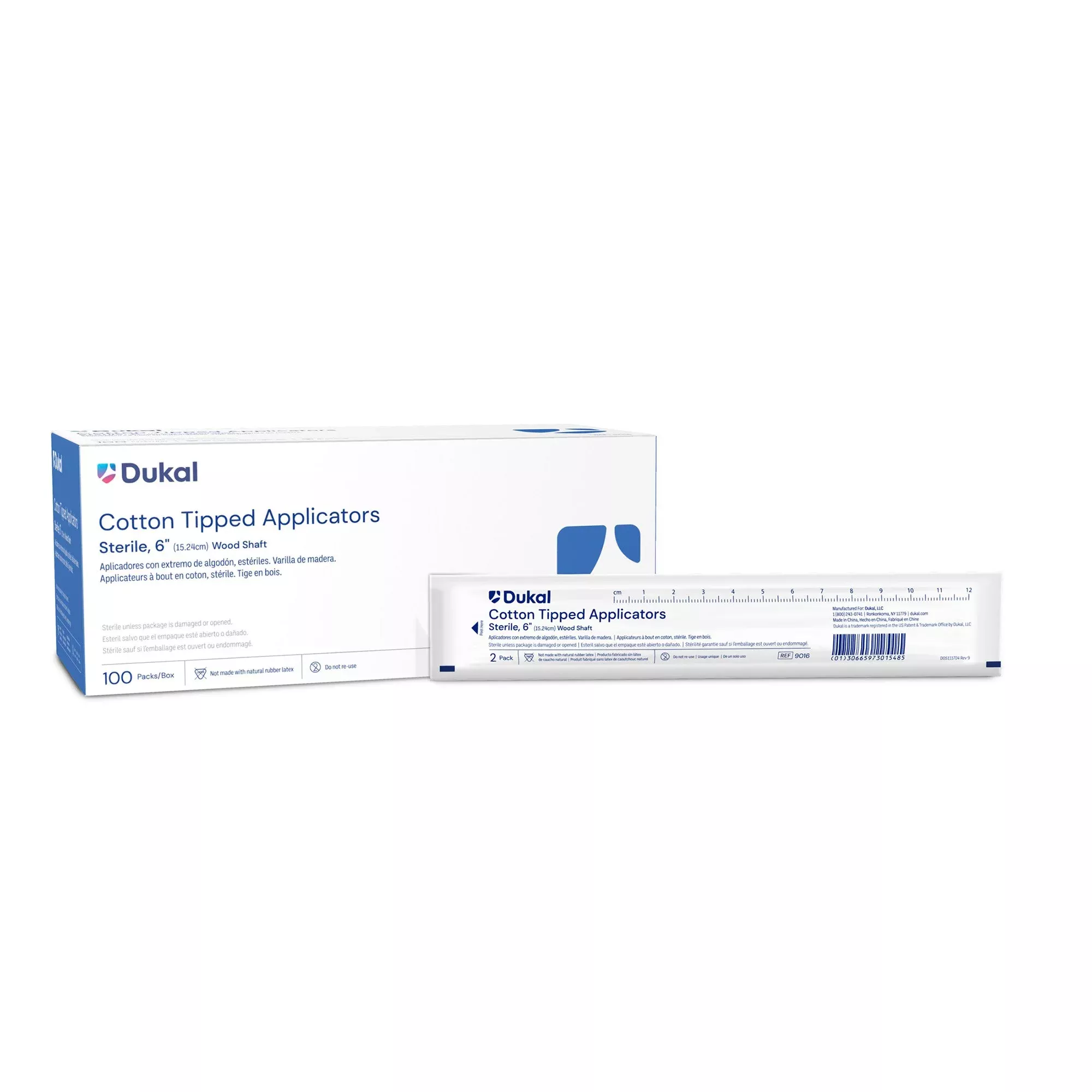 Dukal™ Sterile Swabstick, Cotton Tip, Wood Shaft