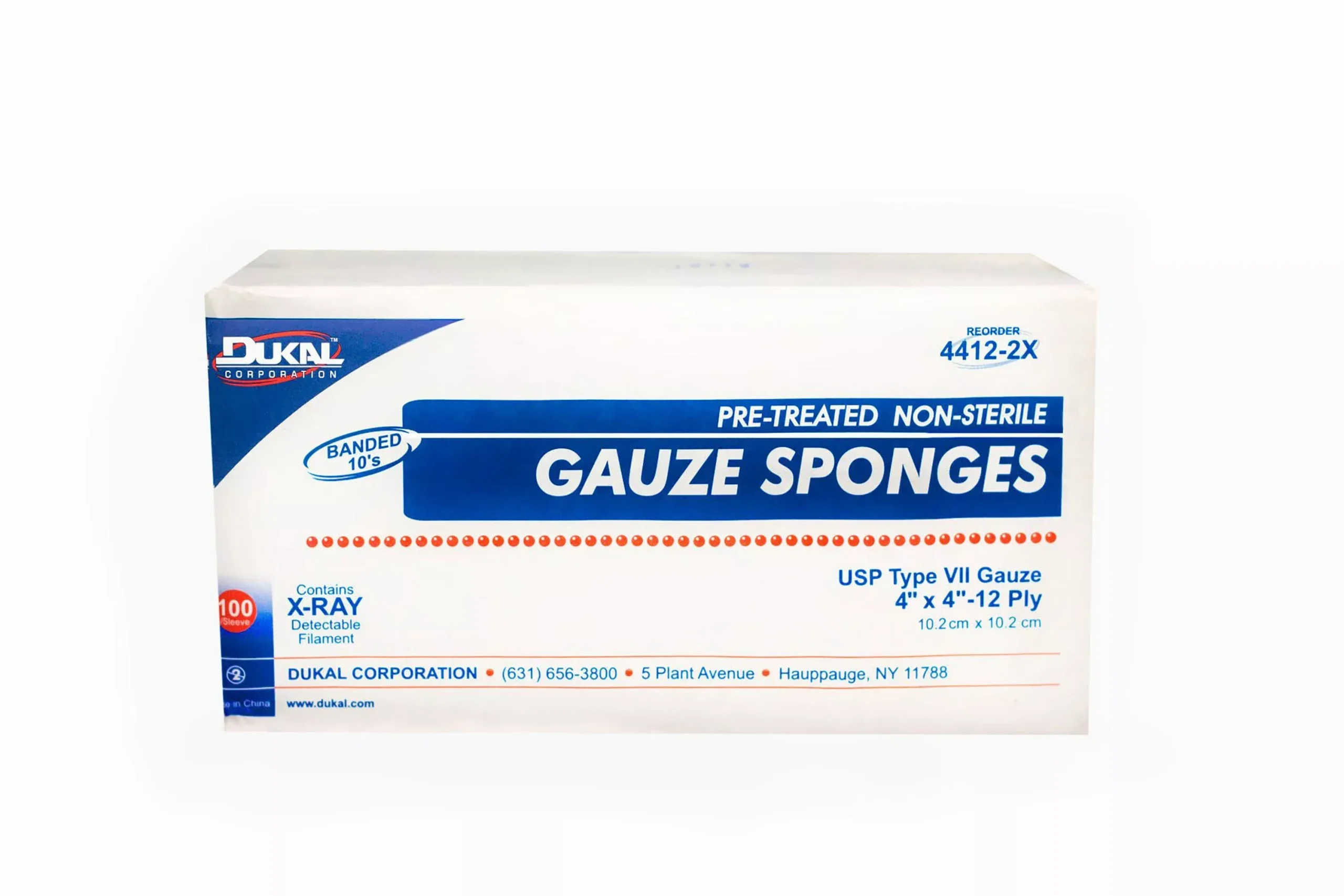 Dukal™ USP Type VII X-Ray Detectable Gauze Sponge, 4 x 4 Inch, 12-Ply