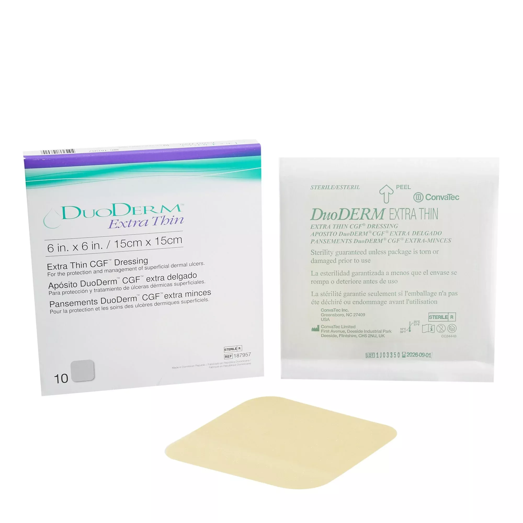 DuoDerm Extra Thin Hydrocolloid Dressing, 6 x 6 Inch