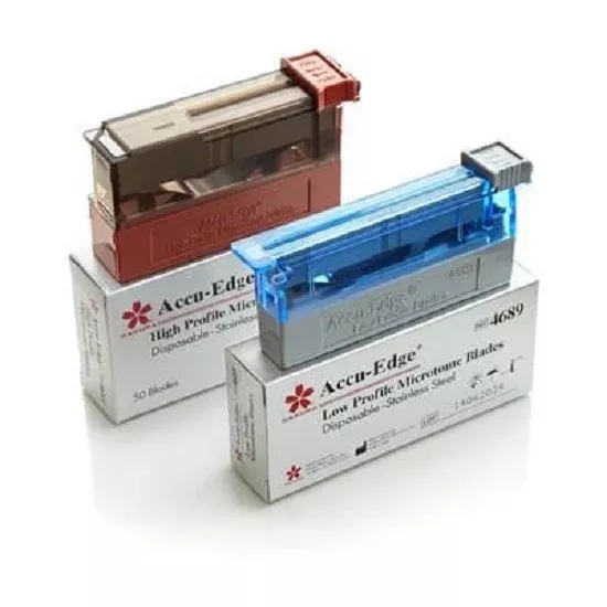 Dynamic Diagnostics Microtome Blade Accu-Edge Low Profile, PTFE Coated Stainless Steel, Ultra Sharp Edge, 8 mm Height, Disposable - M-889544-4301 - Box of 50