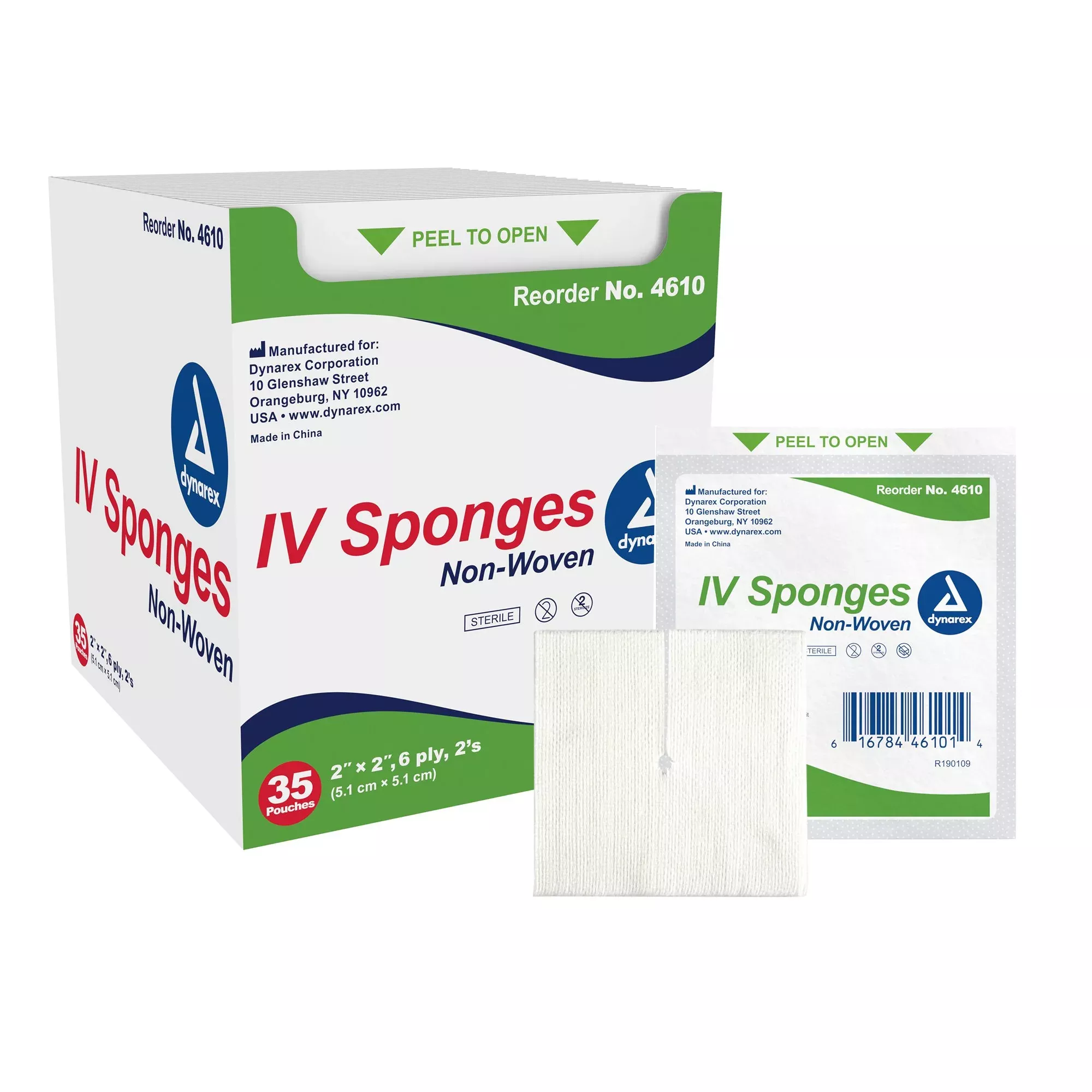 dynarex I.V. Sponge, 2 x 2 inch, 6-Ply