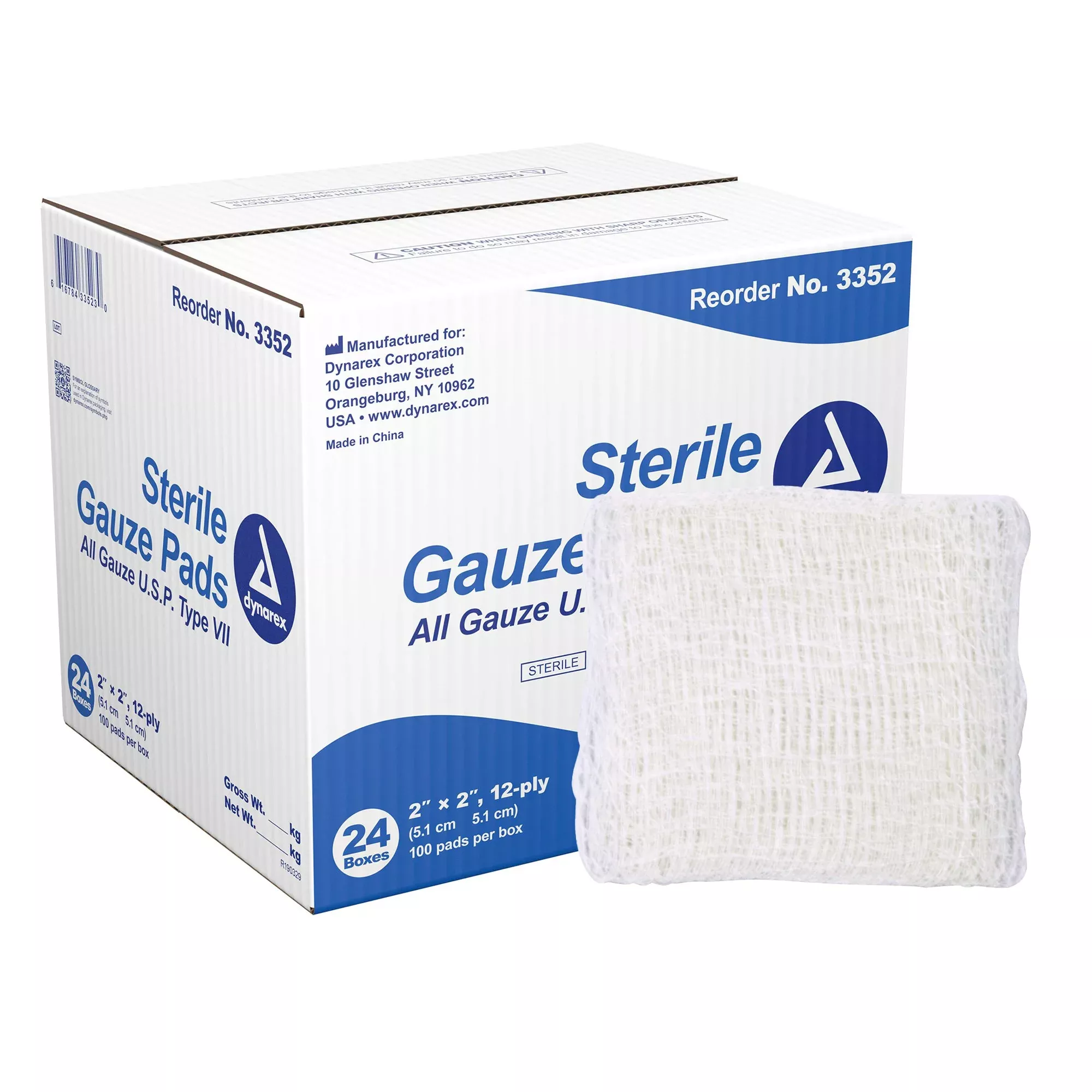 dynarex Sterile Gauze Sponge, 2 x 2 Inch, 12-Ply
