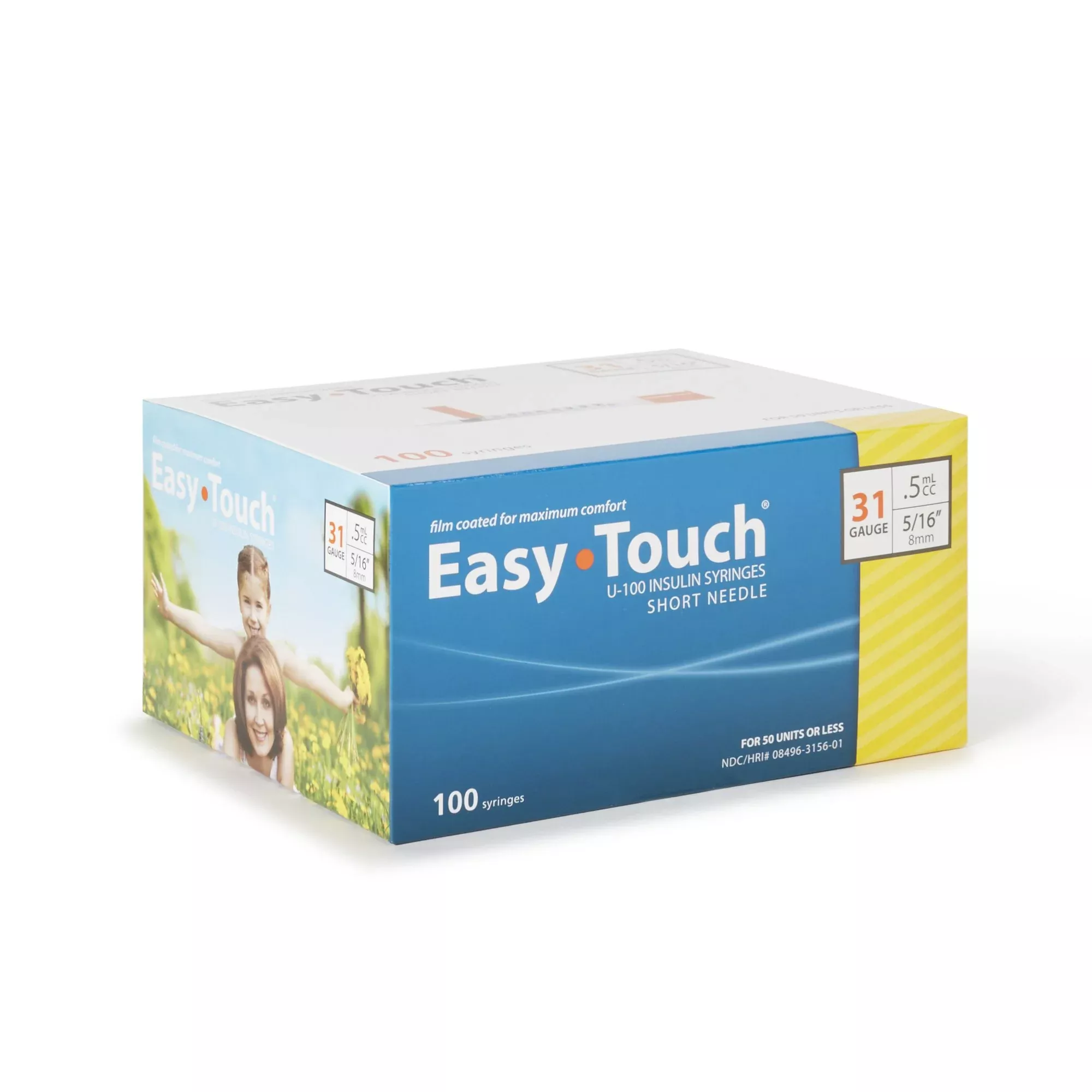 EasyTouch™ 0.5 mL Insulin Syringe with Needle, 31 Gauge, 5/16 Inch Needle Length