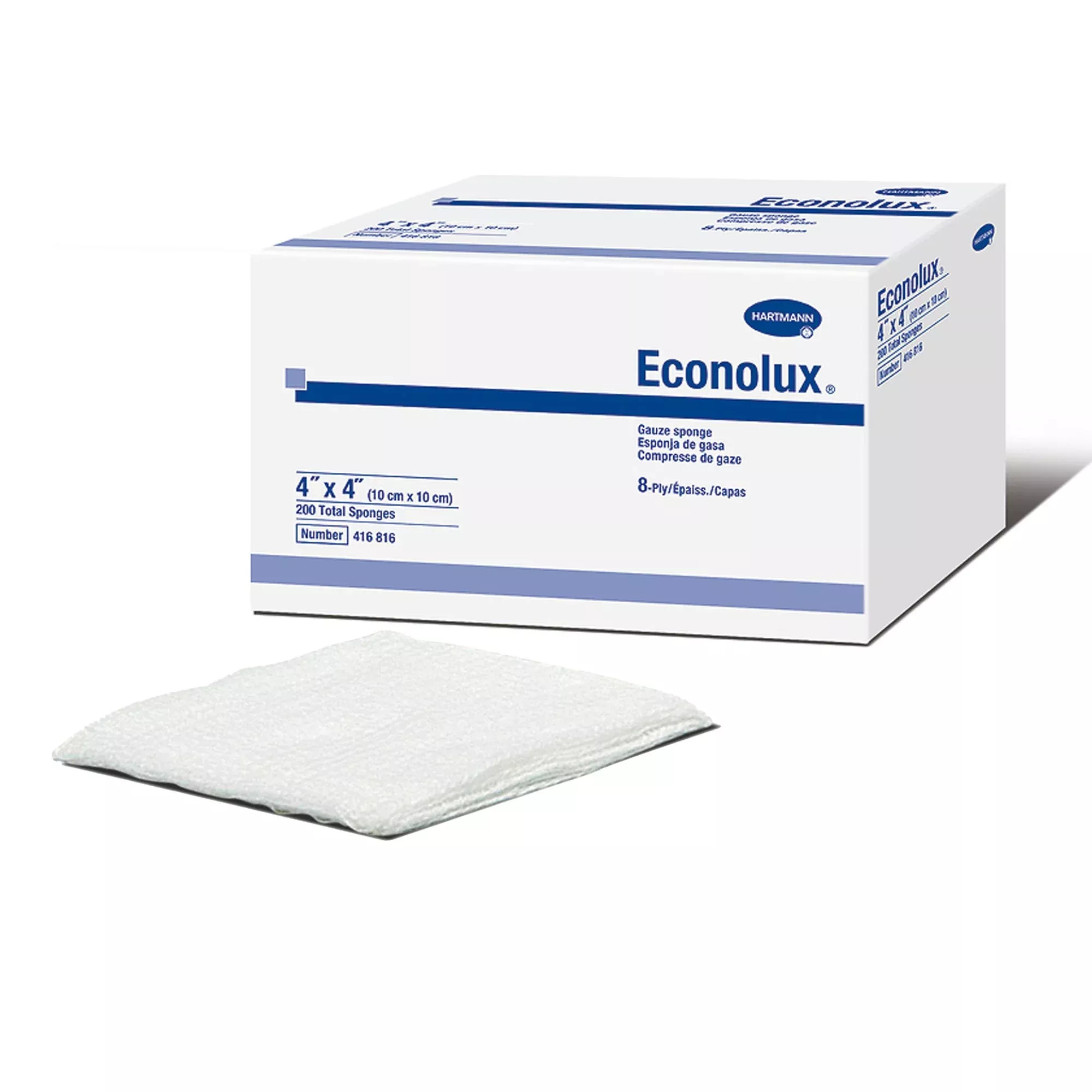 Econolux Gauze Sponge, 4 x 4 Inch, 8-Ply