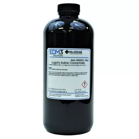 EDM 3 LLC Lugol's Iodine Stain, Concentrate, 5% 16 oz. - M-915947-3598 - Each
