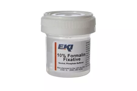 Ek Industries Inc Prefilled Formalin Container Polypropylene 10 mL Fill in 20 mL (0.67 oz.) Screw Cap Warning Label / Patient Information NonSterile - M-874171-380 - Case of 100