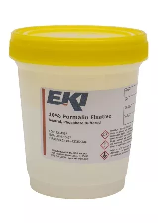 Ek Industries Inc Prefilled Formalin Container Polypropylene 250 mL Fill in 500 mL (16.9 oz.) Screw Cap Warning Label / Patient Information NonSterile - M-1035290-4174 - Case of 1