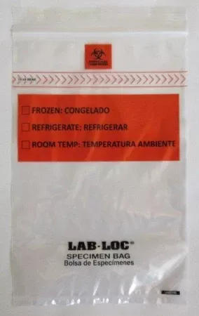 Elkay Plastics Specimen Transport Bag with Document Pouch Lab-Loc 12 X 15 Inch LDPE Zip Closure Biohazard Symbol / Storage Instructions NonSterile - M-919347-2742 - Box of 100
