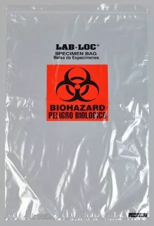 Elkay Plastics Specimen Transport Bag with Document Pouch Lab-Loc 14 X 20 Inch LDPE Zip Closure Biohazard Symbol NonSterile - M-978537-2076 - Pack of 50
