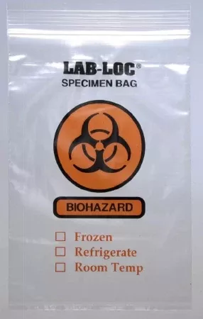 Elkay Plastics Specimen Transport Bag with Document Pouch Lab-Loc 6 X 10 Inch LDPE Zip Closure Biohazard Symbol / Storage Instructions NonSterile - M-961665-3971 - Case of 1000