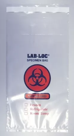 Elkay Plastics Specimen Transport Bag with Document Pouch Tamper-Evident 15 X 17 Inch LDPE Adhesive Closure Biohazard Symbol / Storage Instructions NonSterile - M-978557-1218 - Case of 500