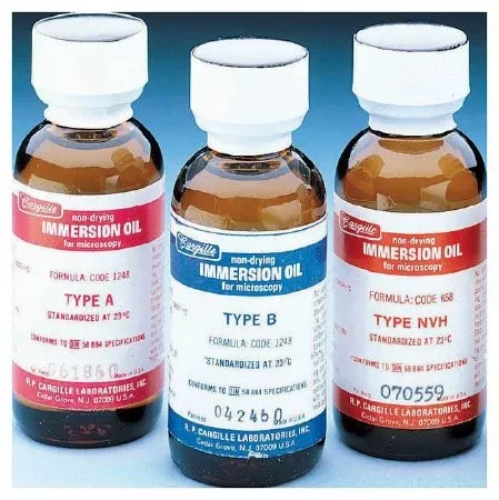 Fisher Scientific Immersion Oil Cargille 1 oz., ISO 8036/1 Certifications, 150 cSt Viscosity, 0.923 g/cm3 Density, 1.5150 ±0.0002 Refractive Index, Type A - M-893891-3588 - Each