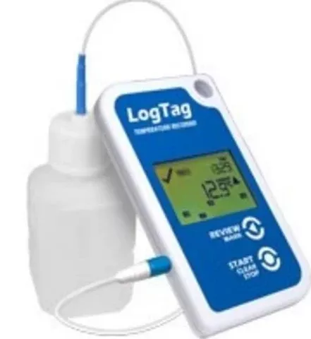 Fisher Scientific Refrigerator / Freezer Vaccine Data Logger with Alarm Kit LogTag Fahrenheit / Celsius -40° to 210°F (-40° to 99°C) Glycol Bottle Probe Wall Mount Battery Operated - M-1029571-1233 - Kit of 1