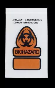 Fisher Scientific Specimen Transport Bag RD Plastics 4 X 6 Inch Plastic Zip Closure Biohazard Symbol / Storage Instructions NonSterile - M-833218-4039 - Case of 1000