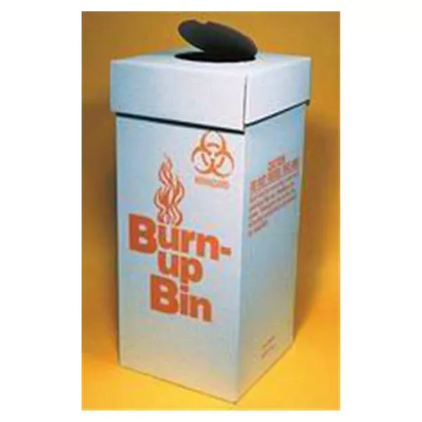 Fisher ScientificBox Biohazard Waste Burn-Up Bin 12x12x27" 13gal White/Orange 6/Ca