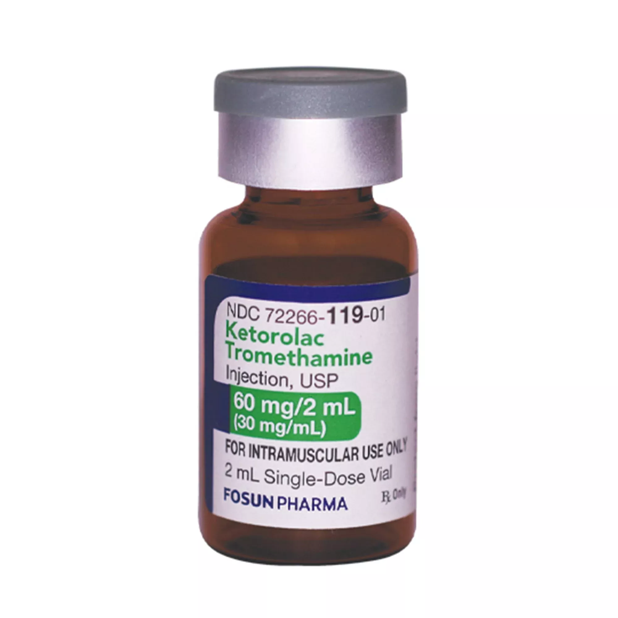 Fosun Pharmaceuticals Ketorolac Tromethamine, Injection, Single Dose Vial, 60mg/2mL, 2mL, 25/Box, 722660-119-25