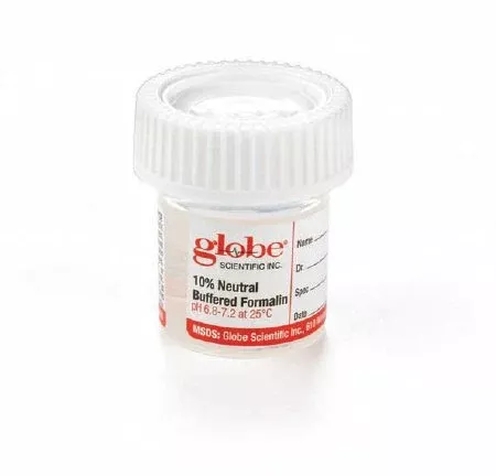 Globe Scientific Prefilled Formalin Container Click-It™ 38 X 44 mm Polypropylene 10 mL Fill in 20 mL (0.67 oz.) Screw Cap Warning Label / Patient Information NonSterile - M-953067-1580 - CT/24