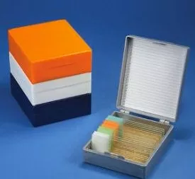 Globe Scientific Slide Storage Box Globe Scientific 25 X 75 mm Storage Box and 1 X 3 Inch Microscope Slides Gray ABS Plastic / Cork 50 Slide Capacity - M-922508-2260 - Each