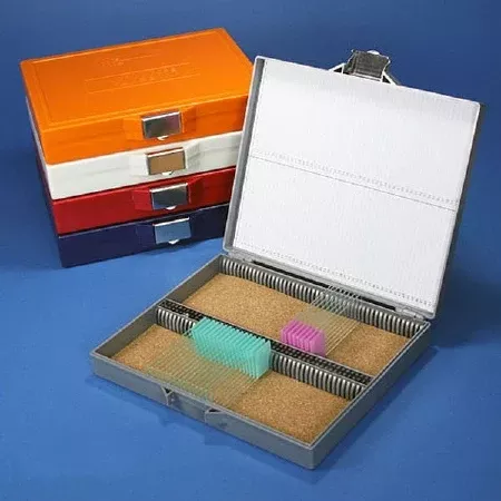 Globe Scientific Slide Storage Box Globe Scientific Blue ABS Plastic / Cork 100 Slide Capacity - M-1030859-2123 - Each