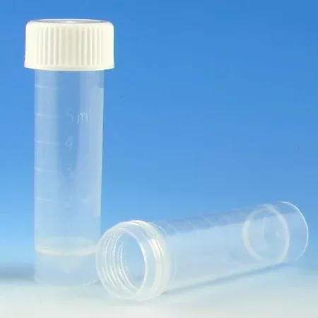 Globe Scientific Transport Tube Conical Bottom, Skirted Plain 16 X 56 mm 5 mL White Screw Cap Polypropylene Tube - M-1150928-4568 - Case of 500