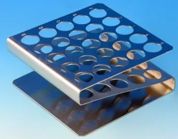 Globe Scientific Z-Shape Test Tube Rack Globe Scientific 25 Place 12 to 13 mm Tube Size Metallic 1-1/2 X 4-1/4 X 4-1/2 Inch - M-636423-3399 - Each