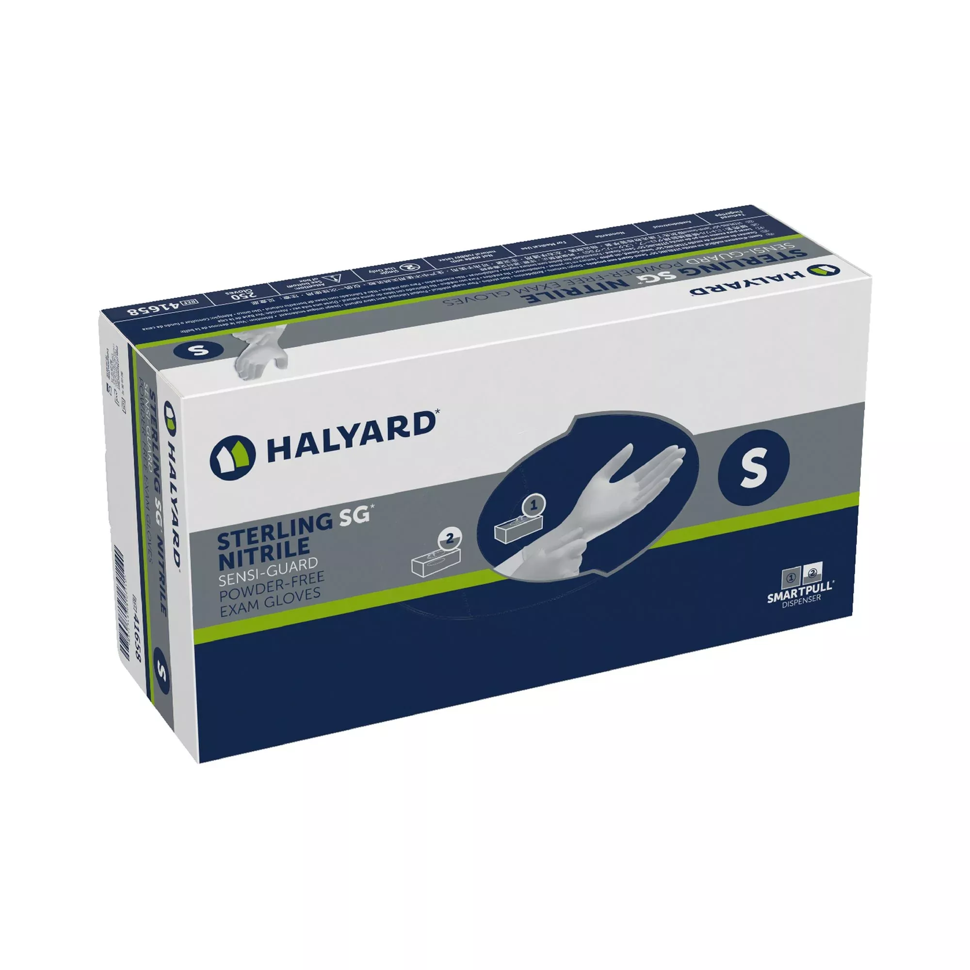Halyard 41658 Sterling SG Nitrile Exam Glove, Small, Silver